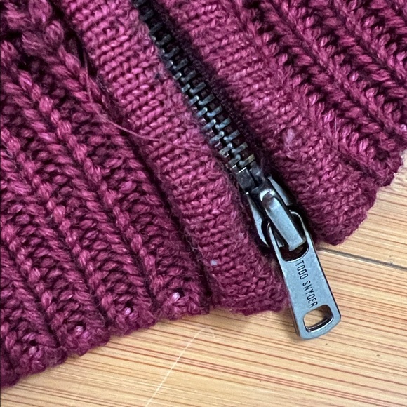 Sold eBay TODD SNYDER maroon chunky knit zip up wool mock sweater cardigan M - Picture 5 of 9